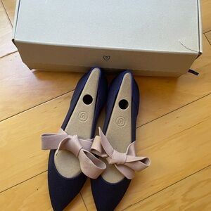 Rothy’s The Point Mary Jane in Pink & Blue Saphire.